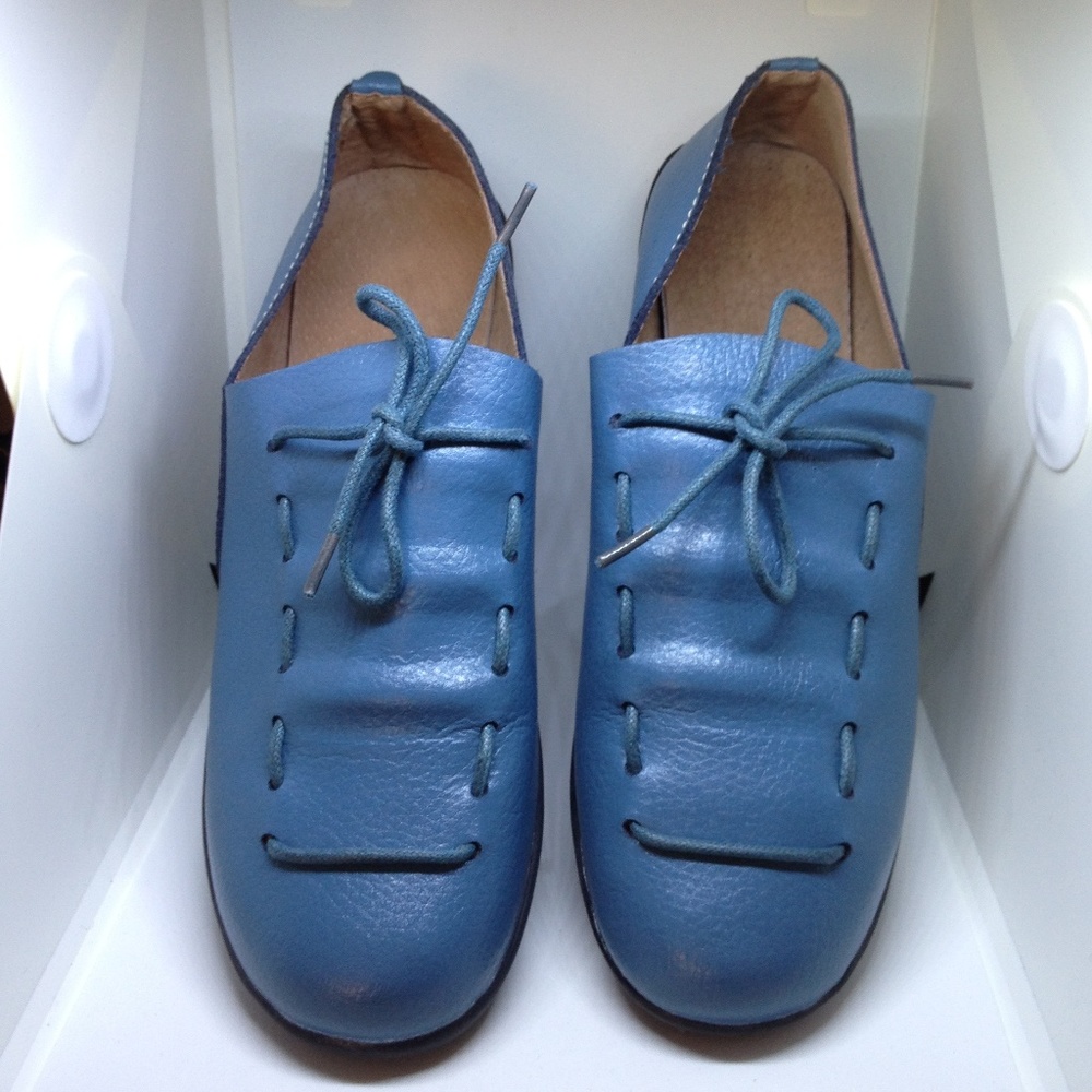 blue soft real leather loafer